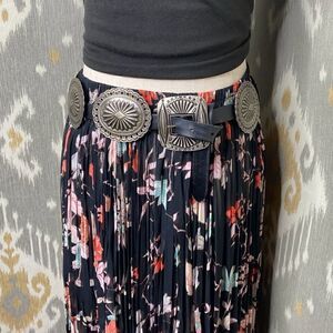 Patricia Wolf Designs Made in Texas Black Floral Multi Broomstick Maxi Skirt